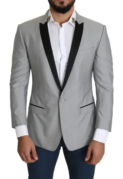 Dolce & Gabbana Single Breasted Sartoria Mens Wool Blazer In Gray