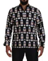 Dolce & Gabbana Black Silk Printed Collared Men Casual Shirt In Black