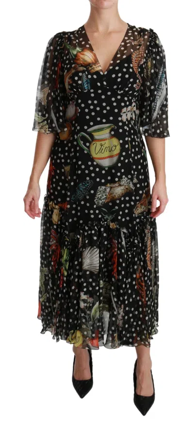 Dolce & Gabbana Elegant Silk Pleated A-line Maxi Women's Dress In Black
