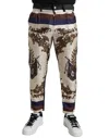 Dolce & Gabbana Multicolor Heraldic Skinny Men Pants In Multi