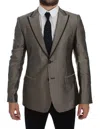Dolce & Gabbana Brown Slim Fit Silk Two Button Blazer In Brown