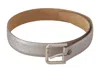 Dolce & Gabbana Metallic Silver Leather Metal Waist Buckle Belt In Silver