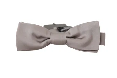 Dolce & Gabbana Elegant Silver Silk Bow Tie For Sophisticated Evening