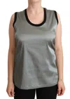 Dolce & Gabbana Silver Round Neck Sleeveless Casual Tank Top In Silver