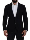 Dolce & Gabbana Black Wool Crown Slim Fit Jacket Blazer In Black