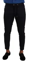 Dolce & Gabbana Black Viscose Skinny Logo Men Jogger Pants In Black