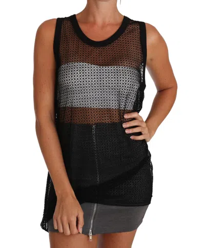 DOLCE & GABBANA ELEGANT SLEEVELESS BLACK MESH TOP