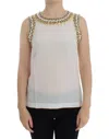 Dolce & Gabbana White Crystal Embellished Tank Top