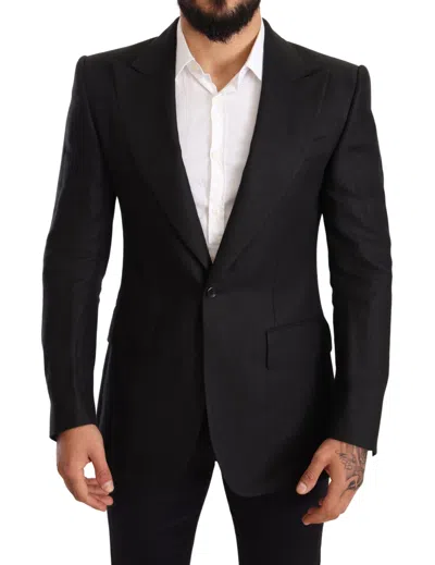 Dolce & Gabbana Elegant Slim Fit Black Linen Men's Blazer