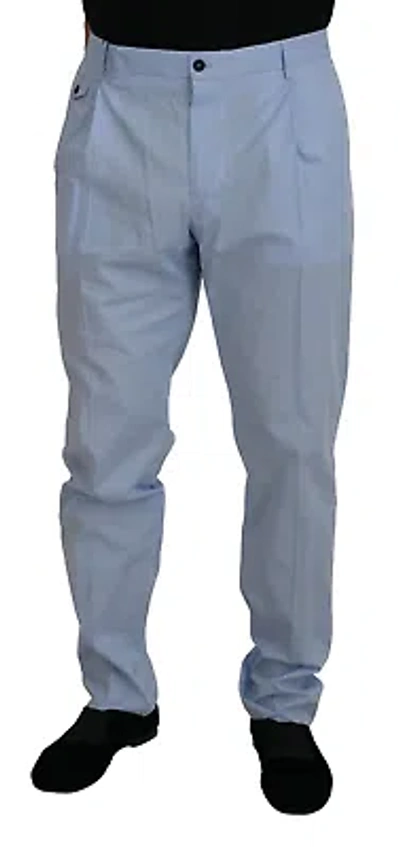Pre-owned Dolce & Gabbana Elegant Slim Fit Chinos In Light Blue
