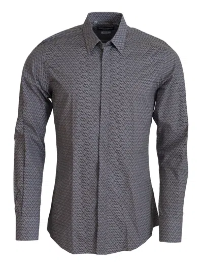 Dolce & Gabbana Elegant Slim Fit Formal Cotton Shirt In Gray