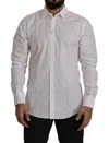 Dolce & Gabbana White Gold Cotton Slim Fit Dress Formal Shirt