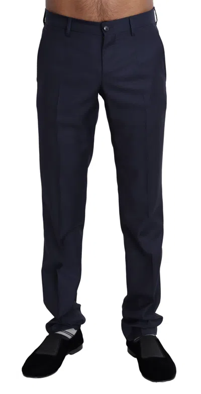 Dolce & Gabbana Elegant Slim Fit Wool Blend Dress Men's Pants In Blue