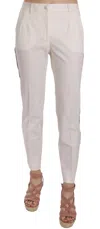 Dolce & Gabbana White Side Stripe Wool Tapered Trouser Pants In Pink