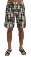 Dolce & Gabbana White Black Striped Casual Shorts In Multi