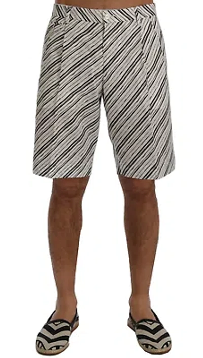 Pre-owned Dolce & Gabbana Elegant Striped Cotton-linen Shorts