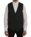 Dolce & Gabbana Gray Staff Cotton Striped Vest In Gray