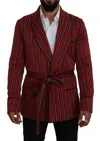 Dolce & Gabbana Red Striped Martini Printed Lining Robe In Red