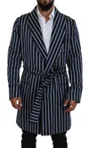 Dolce & Gabbana Black Blue Martini Printed Lining Robe In Multi
