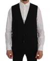 Dolce & Gabbana Black Staff Wool Striped Vest