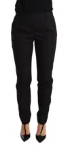 Dolce & Gabbana Black Tapered Women Trouser Virgin Wool Pants