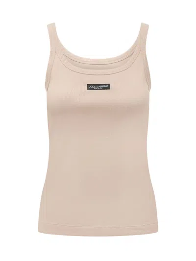 Dolce & Gabbana Elegant Textured Tank Top In Rosa Carne 1