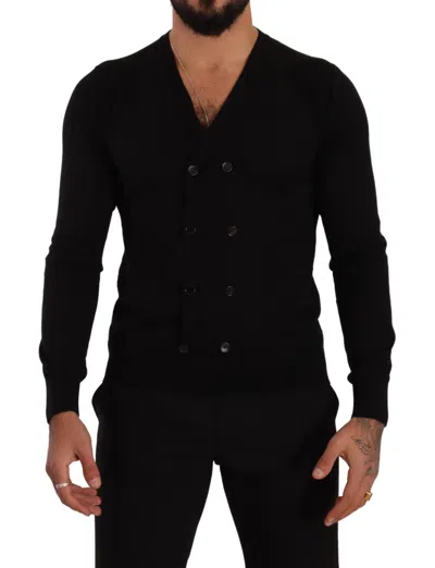 Dolce & Gabbana Elegant V-neck Black Cashmere Cardigan
