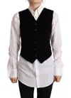 Dolce & Gabbana Black Button Down Sleeveless Vest Viscose Top In Black