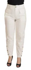 Dolce & Gabbana White High Waist Tapered  Cotton Pants