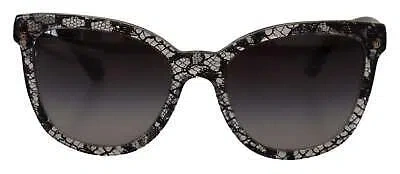 Pre-owned Dolce & Gabbana Elegant White Lace Applique Sunglasses In Black