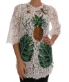 Dolce & Gabbana Elegant White Lace Embellished Mini Blouse In White