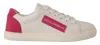Dolce & Gabbana White Pink Leather Low Top Sneakers S Shoes