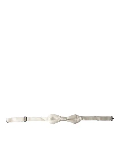 Dolce & Gabbana Elegant White Silk Bow Men's Tie