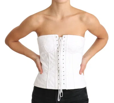 Dolce & Gabbana White Palermo Cotton Bustier Top Corset