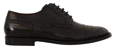 Dolce & Gabbana Black Leather Oxford Wingtip Formal Shoes