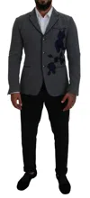 Dolce & Gabbana Gray Wool Roses Slim Fit Jacket Blazer In Grey
