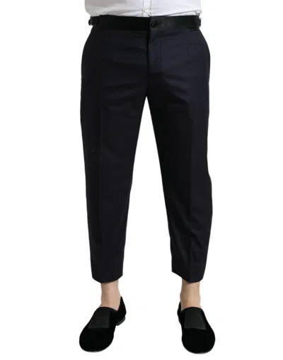 Dolce & Gabbana Virgin Wool Cropped Tapered Trousers In Black