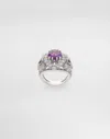 Dolce & Gabbana Eleganza Ring 18-carat White Gold, Amethyst, Peridots, And Sapphires In Metallic