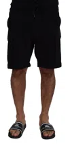 Dolce & Gabbana Black Cotton Bermuda Cargo Shorts In Black