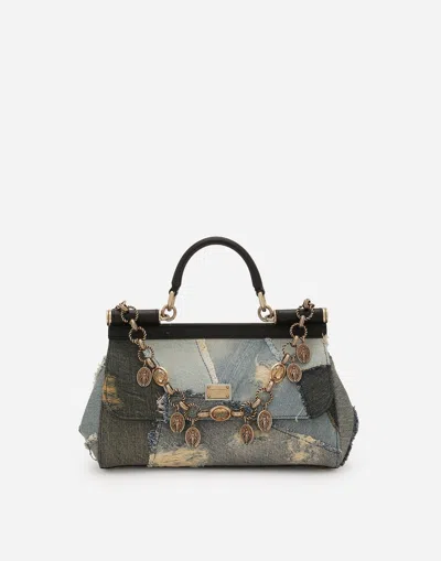 Dolce & Gabbana Elongated Medium Sicily Handbag In Blue