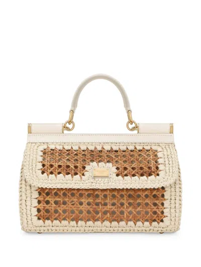 Dolce & Gabbana Elongated Sicily Handbag In Neutrals