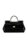 Dolce & Gabbana Elongated Sicily Patent Leather Top-handle Bag In Black