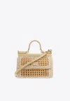 Dolce & Gabbana Elongated Sicily Woven Raffia Top Handle Bag In Beige