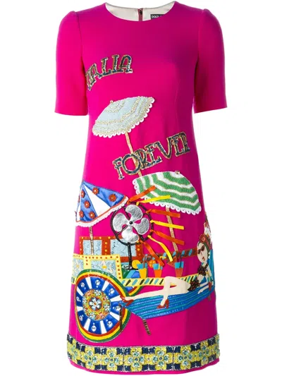 Dolce & Gabbana Embellished A-line Dress In Pink