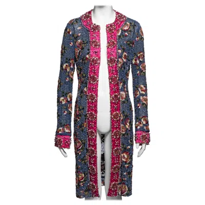 Pre-owned Dolce & Gabbana Embellished & Embroidered Lace Evening Coat, Fw 1999 In Black