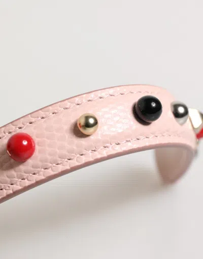 Dolce & Gabbana Embellished Calf Leather Bag Strap In Pink