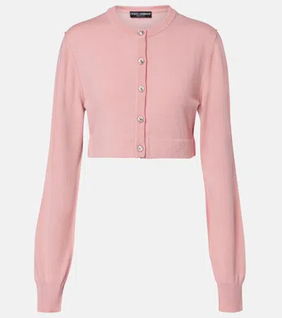 Dolce & Gabbana Embellished Cashmere-blend Cardigan In Pink