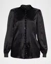 Dolce & Gabbana Embellished Collared Silk Blouse In Black