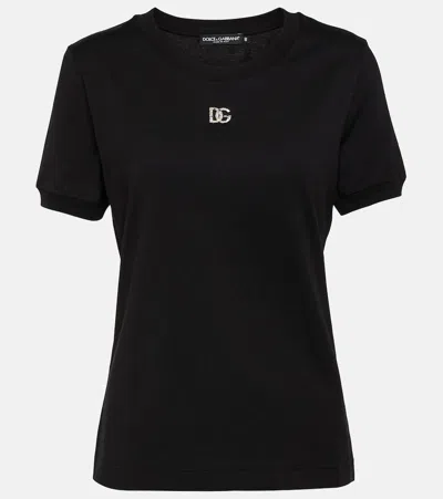 DOLCE & GABBANA EMBELLISHED COTTON JERSEY T-SHIRT