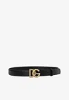 Dolce & Gabbana Black Belt With Dg Logo Buckle With Pearls And Rhinestones In Smooth Leather Woman In Black